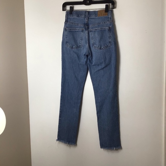 MADEWELL jeans women 23 blue Mid Rise Perfect Vintage Jean high rise raw hem - Picture 4 of 10